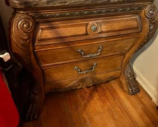 Real marble top bedside wooden tables (2)
