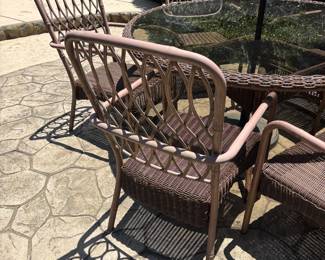 Hampton Bay - Clairborne 7-Piece Patio Dining Set -Rust-resistant Aluminum Frame - Resistant to mildew and rain -Tempered glass tabletop with tint 