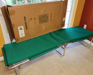 new folding aluminum frame cot, purchased at LL Bean