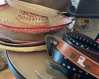 Hats and belts with southwestern buckles