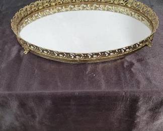 Mirrored Brass Jewelry Tray