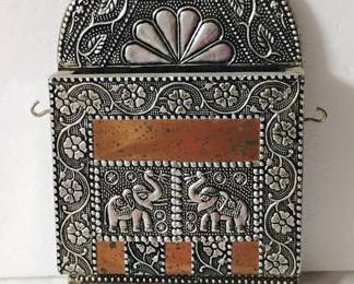 Embossed Metal Wall Pocket Letter & Key Holder