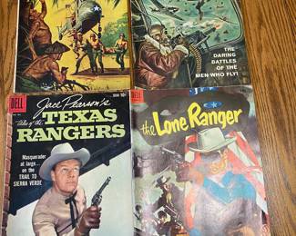 Texas Rangers, Lone Ranger, Jungle War Stories are just a few of the many vintage comics in this collection