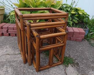 Set of three nesting tables - glass tops are missing