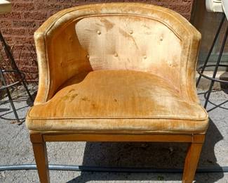 70s crushed velvet/velour barrel chair