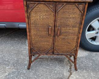 Cane and bamboo storage cabinet - not vintage