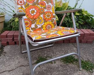 Nearly unblemished aluminum folding chair - circa 60s/70s.