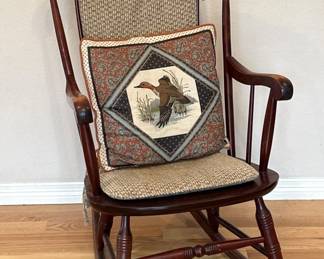 Vintage Rocking Chair w/ Cushions & Accent Pillow