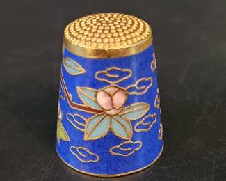 Cloisonné over Brass Thimble
