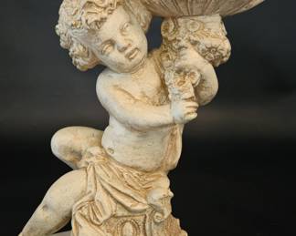 Plaster Figural Cherub Planter / Sculpture