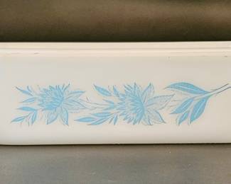 Vintage Blue Thistle Glasbake Casserole