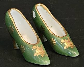 Limoges Porcelain Shoes w/ Gold Plate Trim