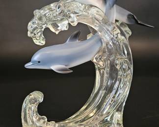 Lennox Wave Divers Figurine from 2000 w/ Dolphins