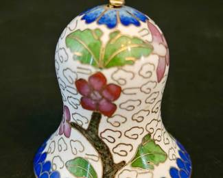Cloisonne Bell w/ Flower Design & Brass Ring