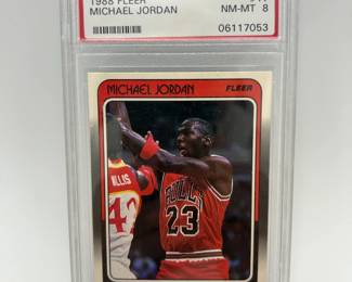 128 PSA Graded NMMT 8 1988 Michael Jordan Fleer Basketball Card