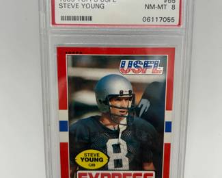 129 PSA Graded NMMT 8 1985 Steve Young USFL Topps Football Card