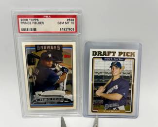 325 GEM MINT 10 Graded PSA 2006 Topps Prince Fielder Rookie Card 2005 Topps Ryan Braun Rookie Card