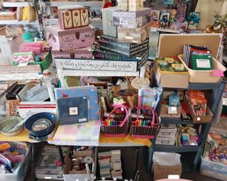 school supplies, office supplies, decorative boxes, beanie babies