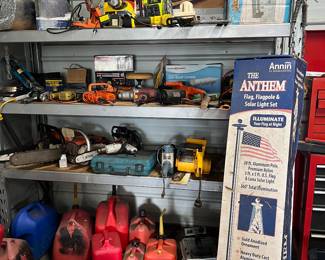 New in box griddle, new in box camp stove, nee in box 20 ft flag pole
Power tools
