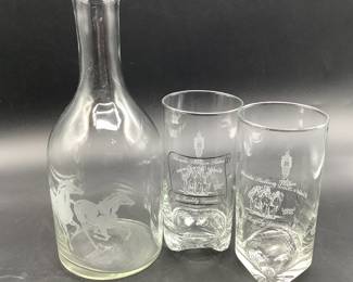 Horse decanter, Calder Race Course glassses