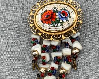 Floral Micro Mosaic Brooch