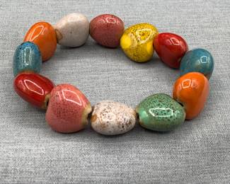 Heart pottery beaded bracelet