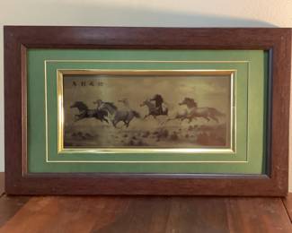 Rare. Metal horses art/tin type