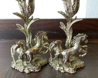 Metal horse candlesticks