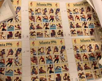 6 uncut sheets of Atlanta 1996 Olympics with COA, Signed and numbered.