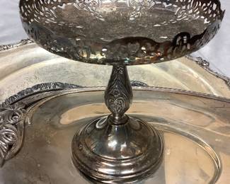 Silver plated pierced compote