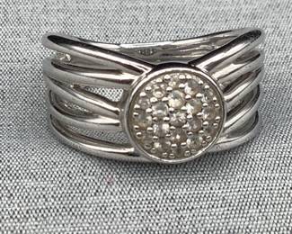 Bentelli Sterling Silver And White Sapphire Ring, Blanche Collection