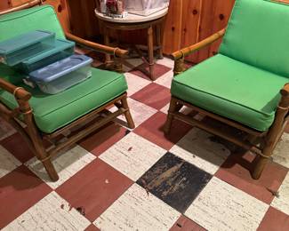 Pair Pagoda Arm Chairs by Ficks Reed