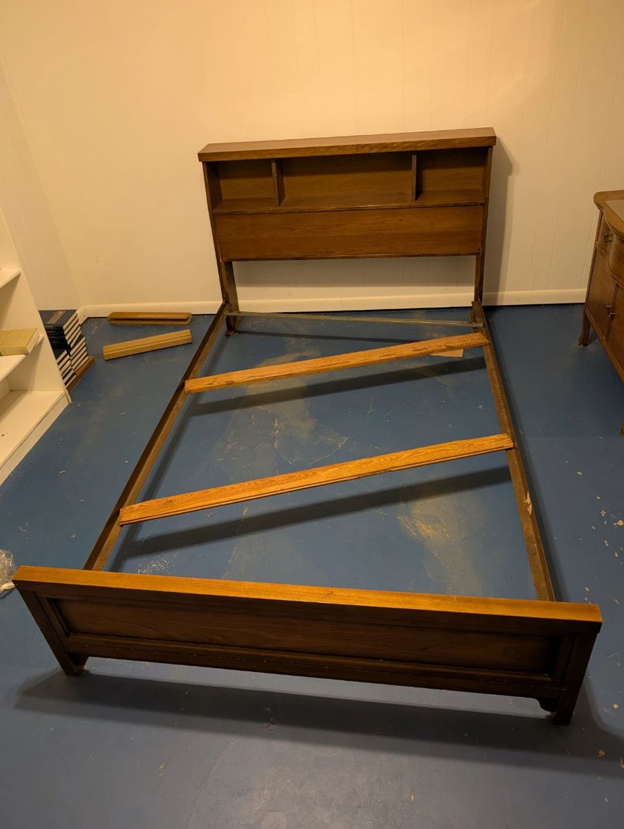 queen size headboard, footboard and rails $50
