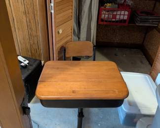 School desk with swivel chair