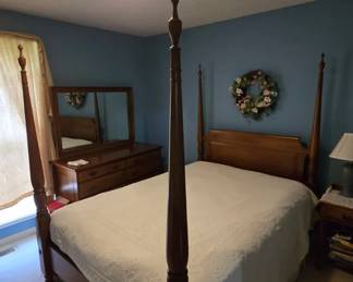 1950s Permacraft cherry 8 drawer dresser; full size bed (mattress not included), and side table (see additional pictures) $1000