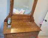 antique oak dresser with swivel mirror $200
