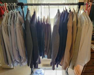 dress shirts (16/35), two suits, slacks (38x40) and sports coats