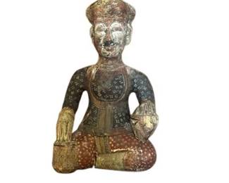 Lot 100-186 Hand-carved wooden Seated Rajasthan Man