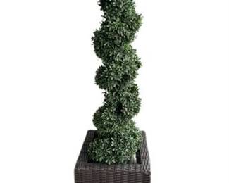 Lot 198
Planter Basket With Faux Boxwood Topiary