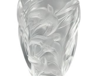 Lot 001
Lalique Martinets Crystal Vase, Large