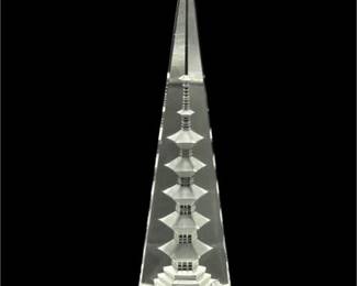Lot 009
Hoya Crystal Reverse Cut Obelisk Pagoda Spire