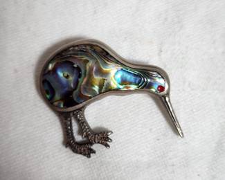 sterling kiwi brooch
