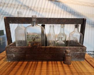 AWESOME BOTTLES IN WOOD CRATE