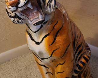 Vintage Large Italian Ceramic Sitting Tiger. 22" H x 10"Wx13"D. Selling for $1000