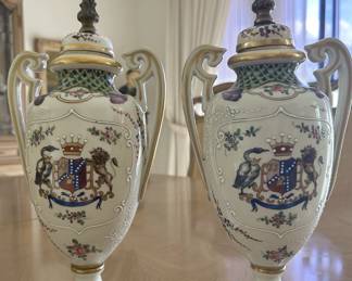 FSB Hand Painted in France Urns. Selling for $400 for the set