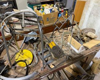 Nice selection of vintage bicycle and motorcycle parts