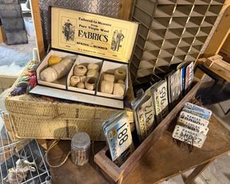Car tags and salesman sample box