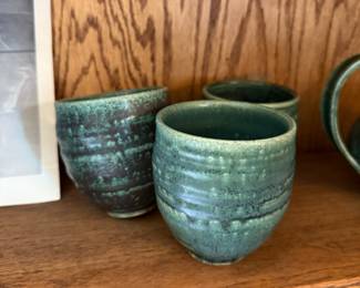 Stoneware Cups and Pot 
