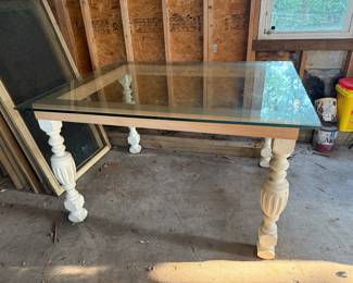 Wood Table with Glass Top