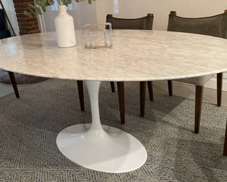 ROVE CONCEPTS OVAL MARBLE TOP TULIP TABLE -67" W X 43.5"D X 28.5"H-
